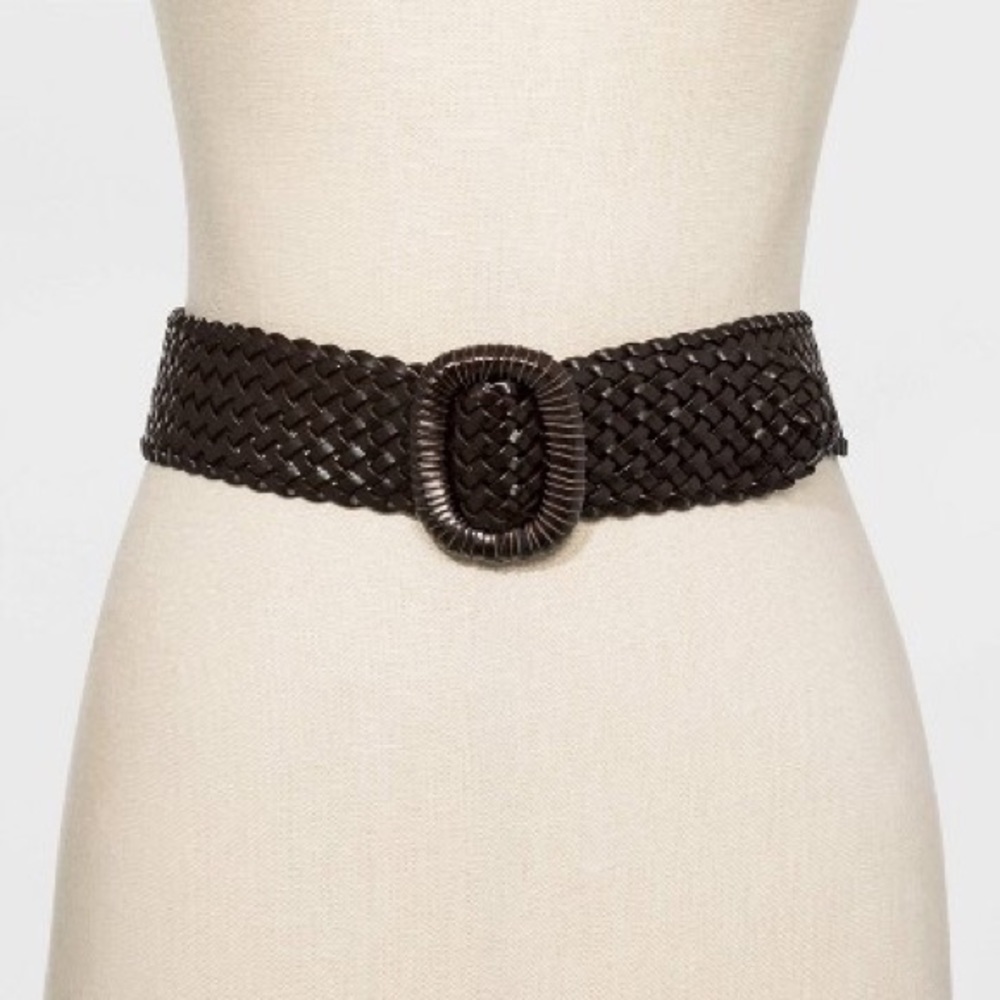 NWT Wide Covered Buckle Woven Braided Belt